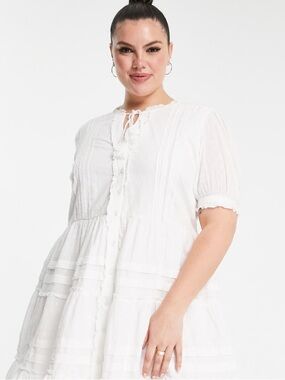 Nobody’s Child White Swiss Dot   Cicly Broderie Dress 20 Beach Cover Up Cotton